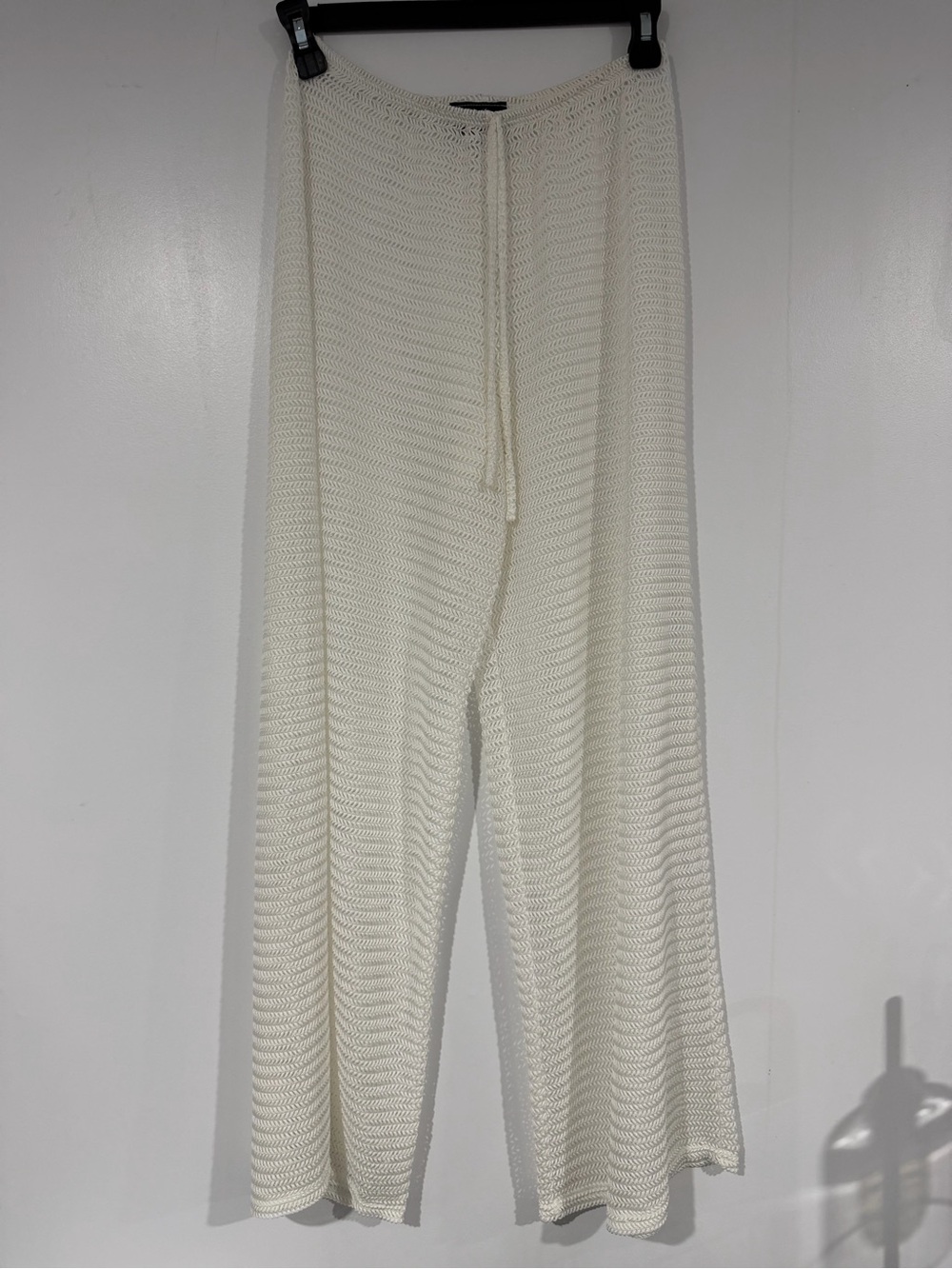 Jordan Taylor Cream Knit Wide-Leg Drawstring Pants